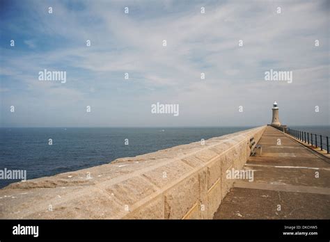 Harbour Wall And Lighthouse Tynemouth Tyne And Wear United Kingdom