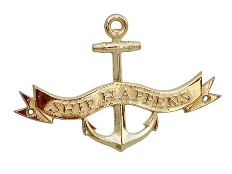 Brass Ship Happens Anchor With Ribbon Sign 8 Mc 2266 Br By Wholesale
