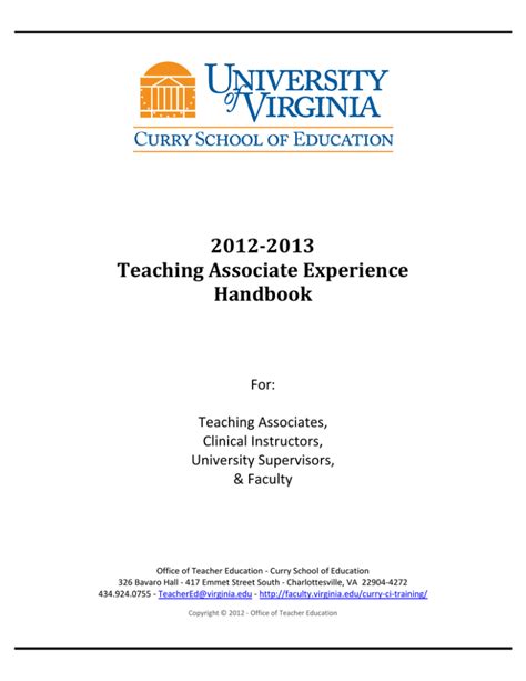 2012 2013 Teaching Associate Experience Handbook