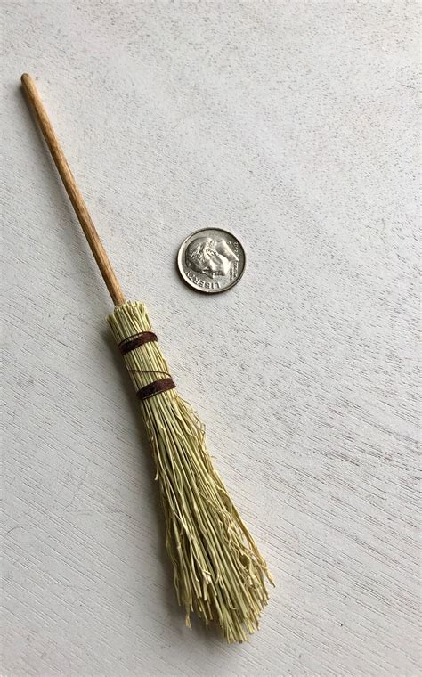 Miniature Hand Crafted Straw Broom Wood Handle Broom Witch Broom