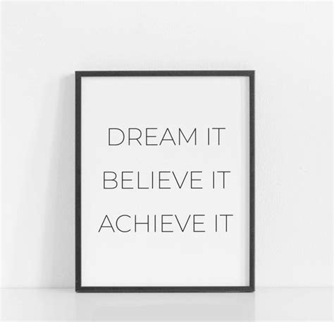 Dream Believe Achieve Print Motivational Print Printable Wall Art