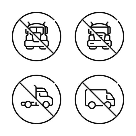 Prohibition Truck Symbol Set Vector No Truck Sign Symbol Set Vector