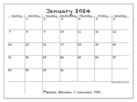Calendar January 2024 Chalk Ss Michel Zbinden Gb