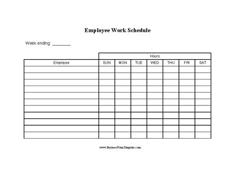Blank Employee Daily Work Schedule Template Word Doc Pdfsimpli