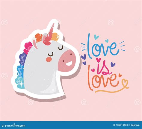 Love Is Love And Kawaii Unicorn Vector Design Stock Vector Illustration Of Kawaii Sexual