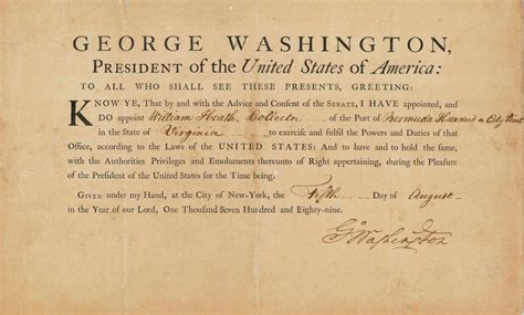 Washington George Printed Document Signed Go Washington As