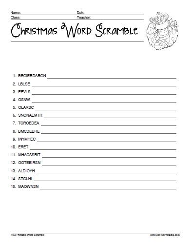 Christmas Word Scramble Fun Loving Families Atelier Yuwaciaojp