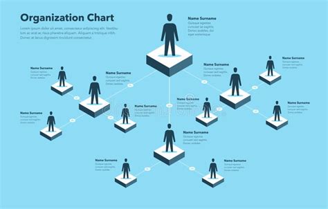 Company Organization Chart Template With Place For Your Content Blue
