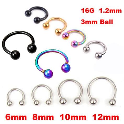 2 Pieces Cbr Stainless Steel 16g Bcr Circular Barbell Nostril Nose Ring Nipple Tragus Helix Body