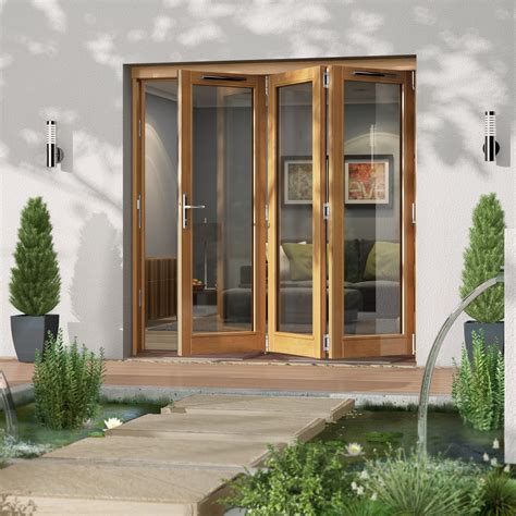 Golden Oak Timber Glazed Folding Patio Door H2094mm W2094mm