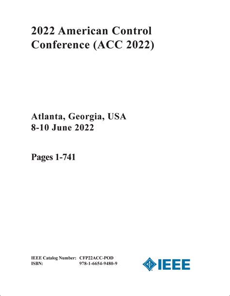 Control Conference American 2022 Acc 2022 6 Vols