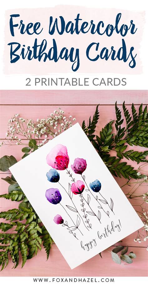 This video shows how to make anniversary cards for parents.publishing. Free Printable Watercolor Birthday Cards | Fox + Hazel ...