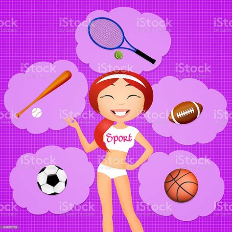 sporty girl stock illustration download image now activity adult baseball ball istock