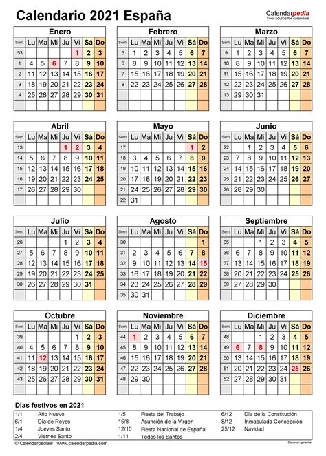 Calendario Laboral 2021 Con Semanas