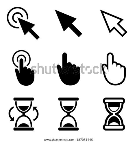 Cursor Pointer Icons Mouse Hand Arrow Stock Vector Royalty Free 187051445