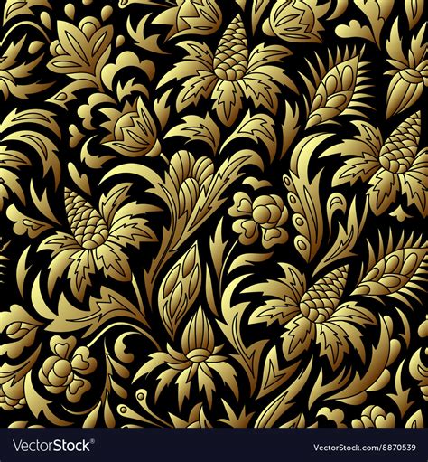 Gold Seamless Pattern Floral Texture Royalty Free Vector