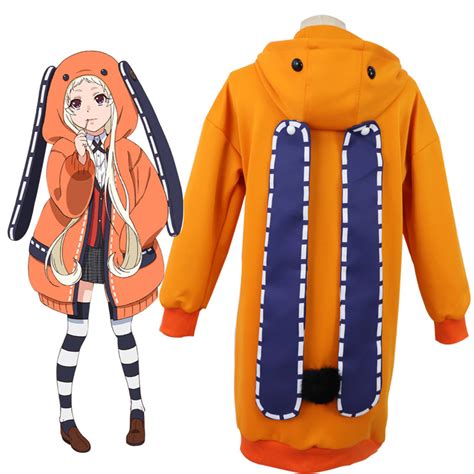 Japan Anime Kakegurui Yomoduki Runa Cosplay Full Costume Orange Bunny