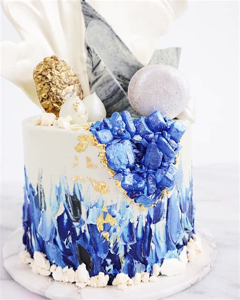 Concrete Sapphire Blue Cake • Fantasy Cakes • Creme Maison Bakery Singapore