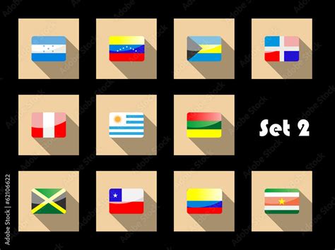 International Country Flags Set On Flat Icons Stock Vector Adobe Stock
