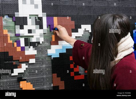 Dragon Quest Fans Collect Blocks From A Giant Lego Wall Mural On