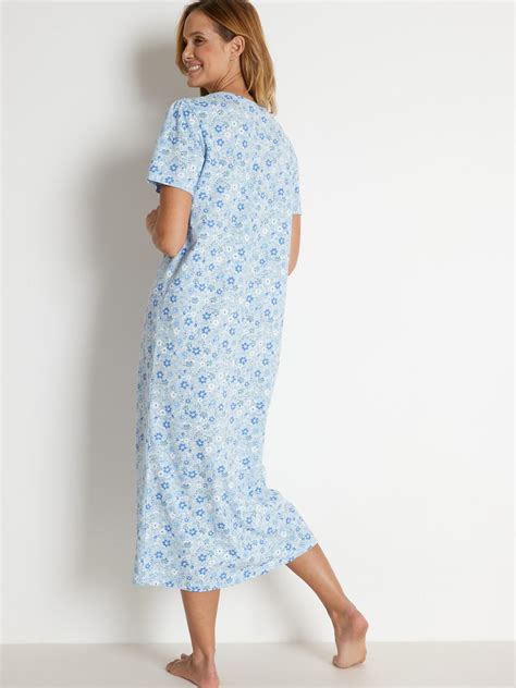 lingerie de nuit femme balsamik chemise de nuit maille coton bio imprimé bleu