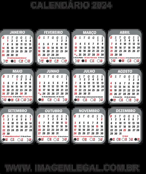 Calendário 2024 Cinza Png Imagem Legal