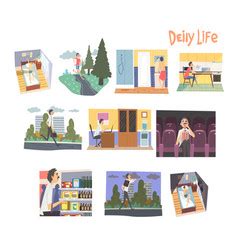 Man In Everyday Life People Daily Routine Vector Image
