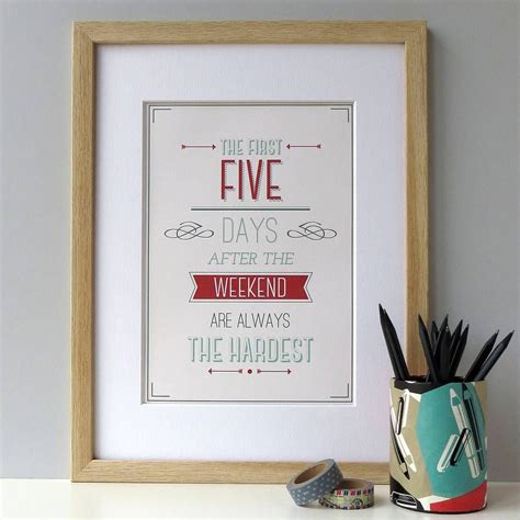 The First Five Days Typographic Print By Wink Design