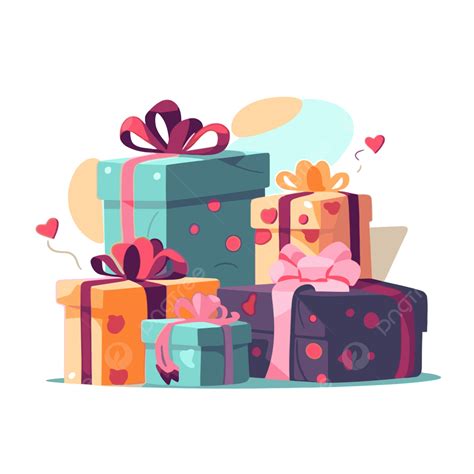 Presents Clipart Happy Birthday Gifts In Boxes With Bows And Hearts