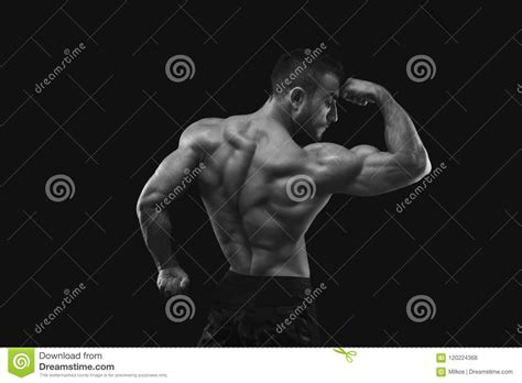 Strong Athletic Man Showes Naked Muscular Body Stock Photo Image Of Person Muscular
