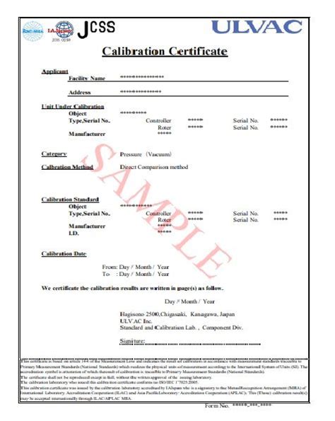 11 Calibration Certificate Templates Free Printable