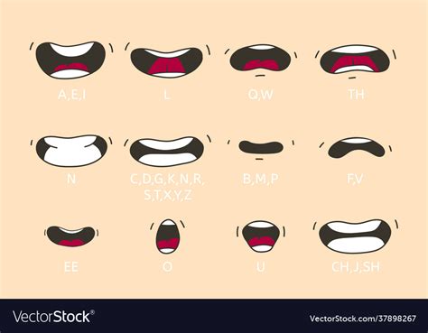Cartoon Talking Mouth And Lips Expressions Vector Image