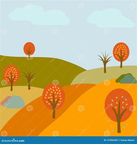 Autumn Field Element Of Colored Autumn Illustration For Mobile Concept