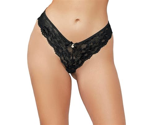 Lacy Line Sexy Lace Classic Thong Panties With Front Bow