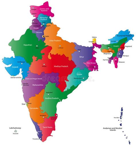 Coloured Indian Political Map