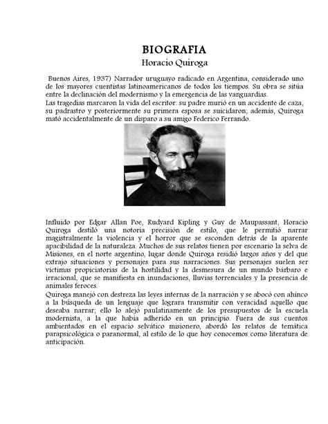 Biiografia De Horacio Quiroga By Alejandra Portillo Curso Issuu