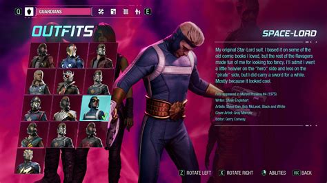Guardians Of The Galaxy Outfits All Outfit Locations Rock Paper Shotgun