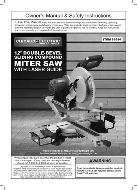 Chicago Electric 12 Miter Saw Parts List