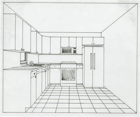 Two Point Perspective Kitchen Sketch Perspective Kitchen Sketch