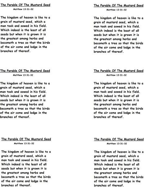 The Parable Of The Mustard Seed Template 1019×1319 Pixels Bible
