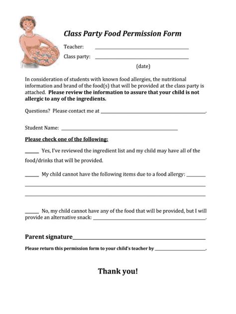 Printable Food Allergy Form Template