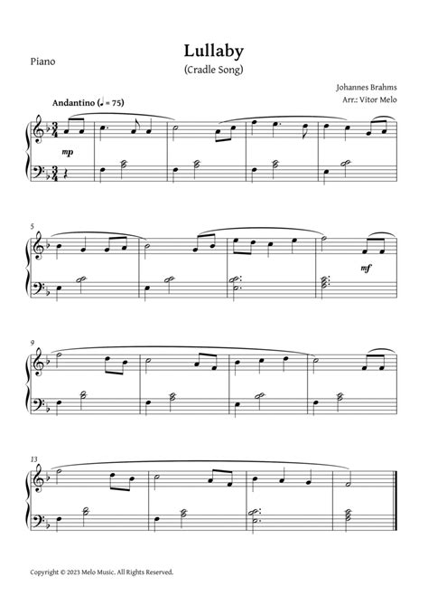 Brahms Lullaby Piano By Johannes Brahms Piano Method Digital Sheet Music Sheet Music Plus