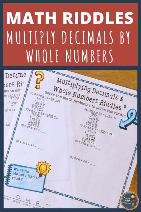 Multiplying Decimals And Whole Numbers Math With Riddles Distance