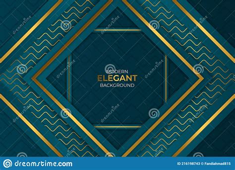Luxury Modern Elegant Background Green And Gold With Overlapped Square
