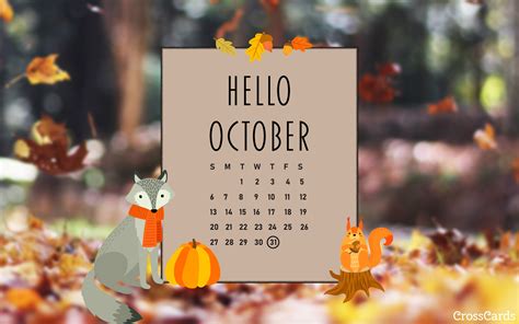 October 2019 Hello October Desktop Calendar Free October Wallpaper
