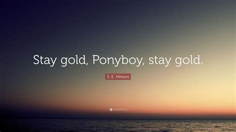 Comment and share your favourite lyrics. S. E. Hinton Quote: "Stay gold, Ponyboy, stay gold." (12 ...