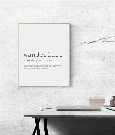 Wanderlust Definition Print Decor Printable Wall Art