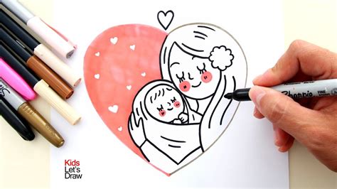 Cómo Hacer Un Dibujo Del Dia De La Madre Mamá Y Su Bebé Formando Un
