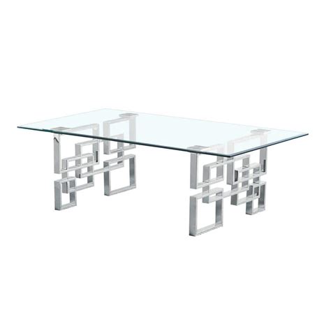 Best Quality Furniture Brandon 55 In Silver Rectangle Tempered Glass Coffee Table 32 Ct233