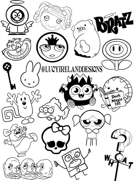 Lucyirelanddesigns On Instagram Cartoon Tattoos Tattoo Flash Sheet